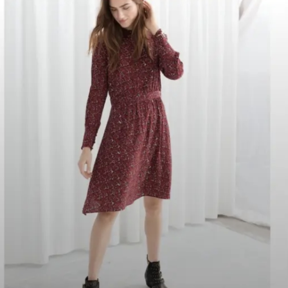 Paris Atelier & Other Stories Red Floral Midi Dress